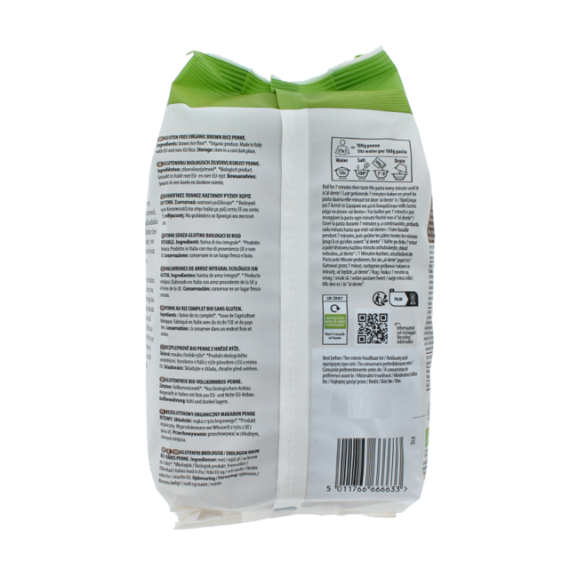 Glutenfreie Bio-Vollkornreis-Penne 500 Gramm