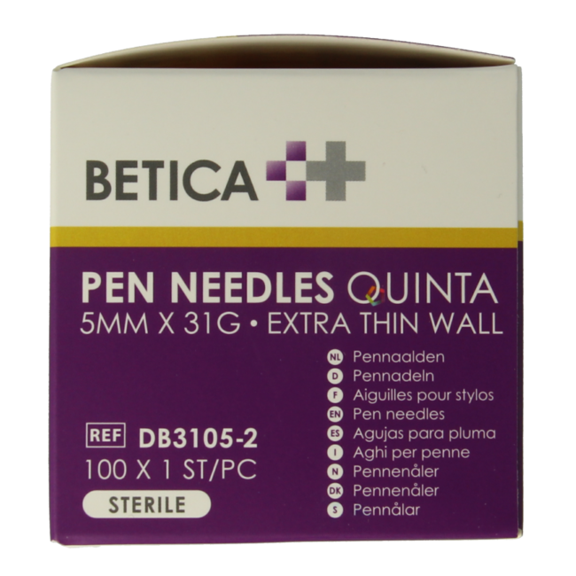 Betica Quinta Pennadeln steril 5 mm × 31G 100 Stück