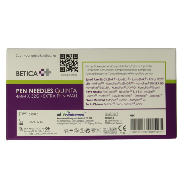 Pennaalden Quinta steriel 4mmx32g 100 Stuks