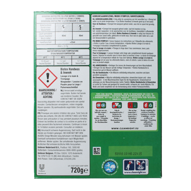 Detergente en polvo para lavado y remojo 720 g