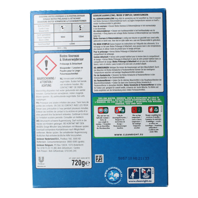 Pre-wash washing powder & laundry booster 720g