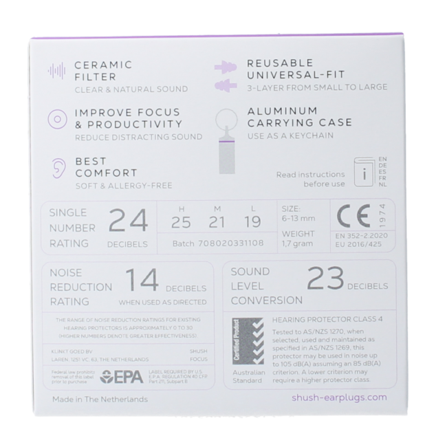Focus earplug 1 Pair