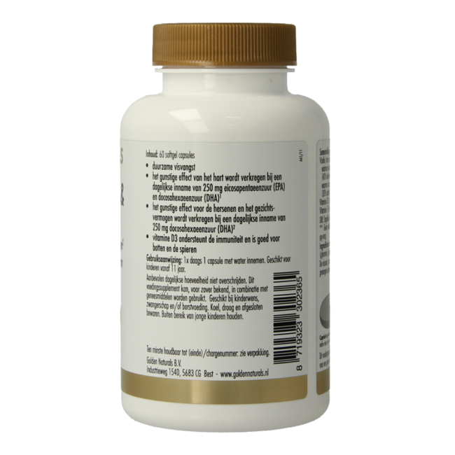 Huile de poisson 1400 TG vitamine D3 60 capsules molles