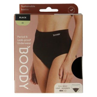 Boody Period Underwear Full Brief Black Light/Moderate M 1 Piece