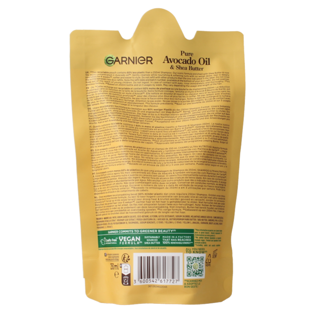 Champú Garnier Original Remedies Aguacate y Manteca de Karité recarga 250 ml