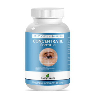 Livinggreens Concentratie formule 50 + 10 60 Vegetarische capsules