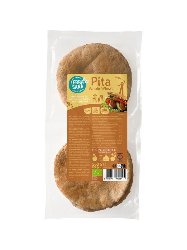TerraSana Pane pita integrale 8 pezzi bio 560 Grammi