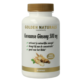 Golden Naturals Korean Ginseng 500mg 60 Vegetarian Capsules
