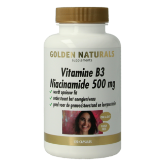 Golden Naturals Vitamina B3 niacinamida 120 cápsulas vegetales