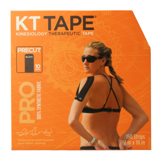 KT Tape Duża rolka profesjonalna KT Tape Pro 38 metrów, 150 wstępnie pociętych czarnych pasków, 1 szt.