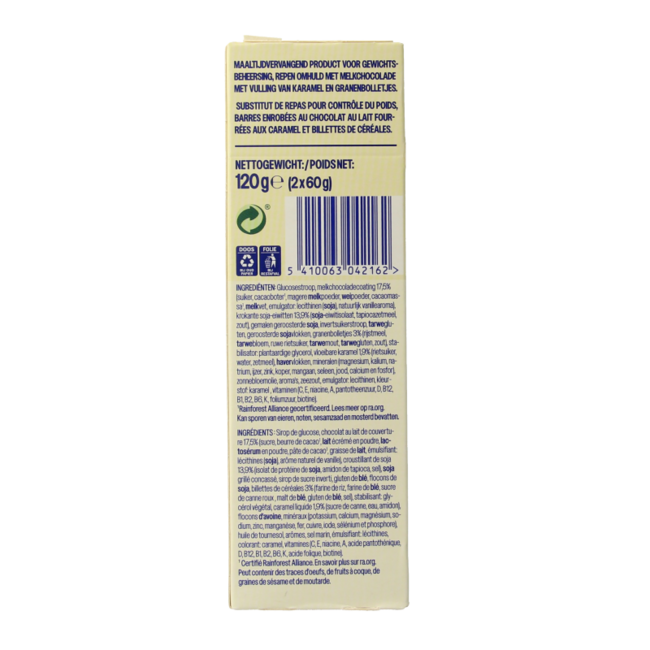 Chewy caramel meal replacement bars 120g