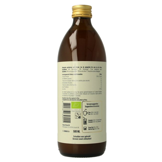 Ingwersaft mit Zitronensaft, Bio, 500 Milliliter
