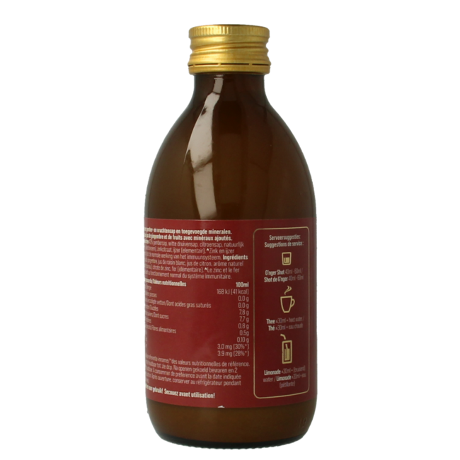 Shot Ingwer Fruchtsaft Immunität 250 Milliliter