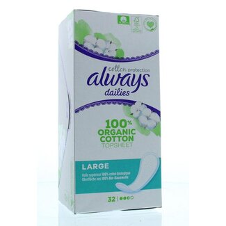 Always Always Dailies Cotton Protection Pantyliners Large 32 Pack