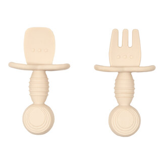 Jikkies Set posate per neonati in silicone beige 1 Set
