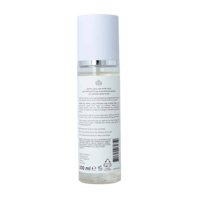 Zen white lotus parfum brume pour cheveux et corps 200 Millilitres