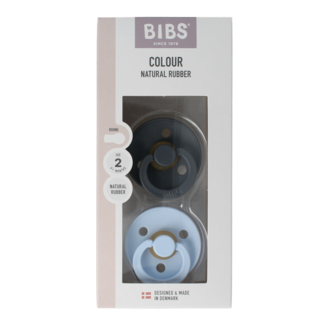 Bibs Ciuccio taglia 2 iron / baby blue in gomma naturale 2 Pezzi