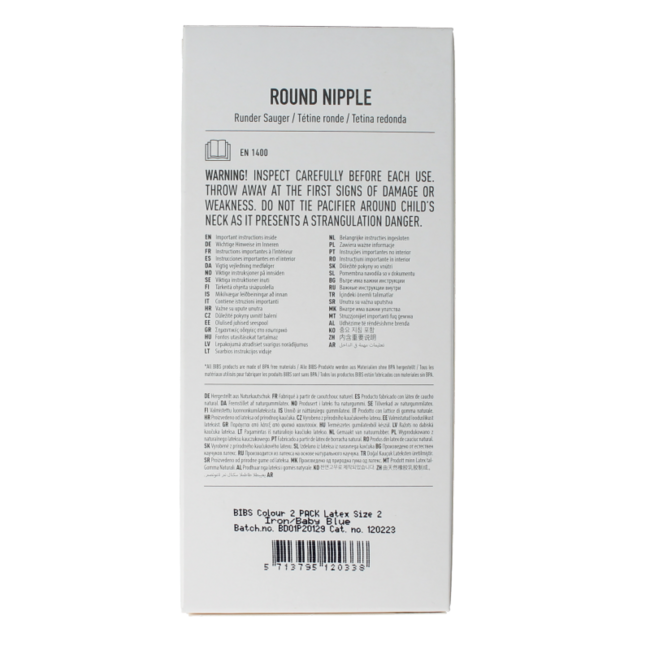 Soother size 2 iron / baby blue natural rubber 2 Pieces