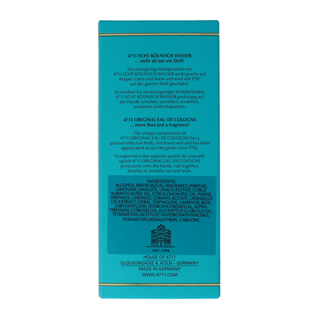 Eau de cologne molanus bottle in folding box 150 Milliliter