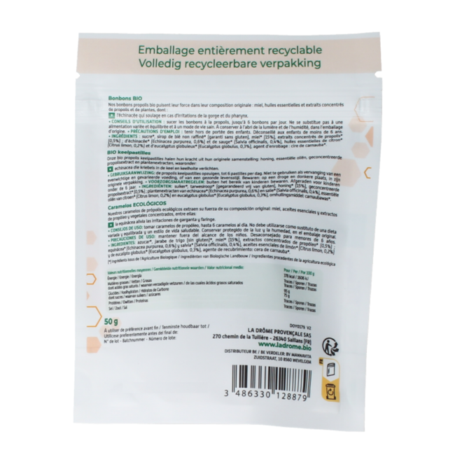 Propolis keelpastilles bio 50 Gram