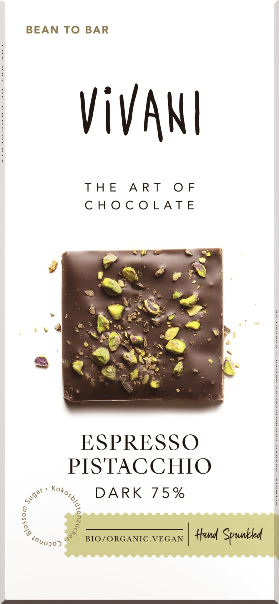 Vivani Espresso pistacchio dark 75% bio 80 grammi