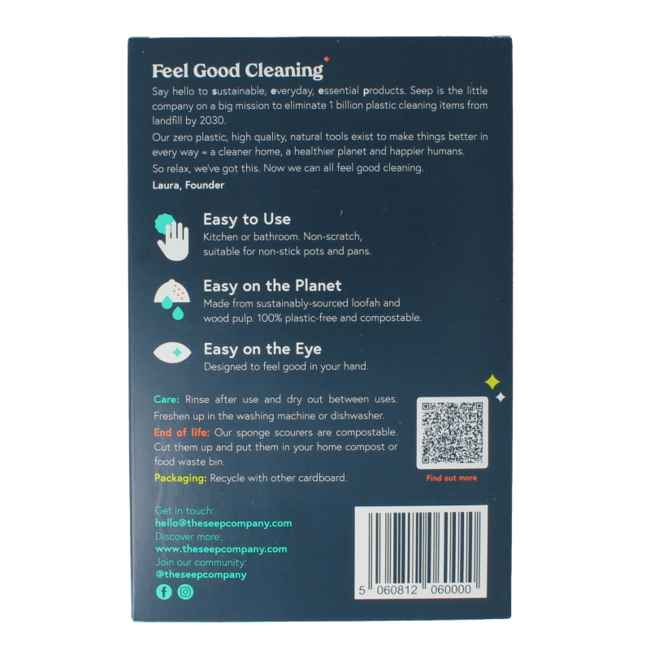 Sponge with scouring pad compostable 4 Pieces