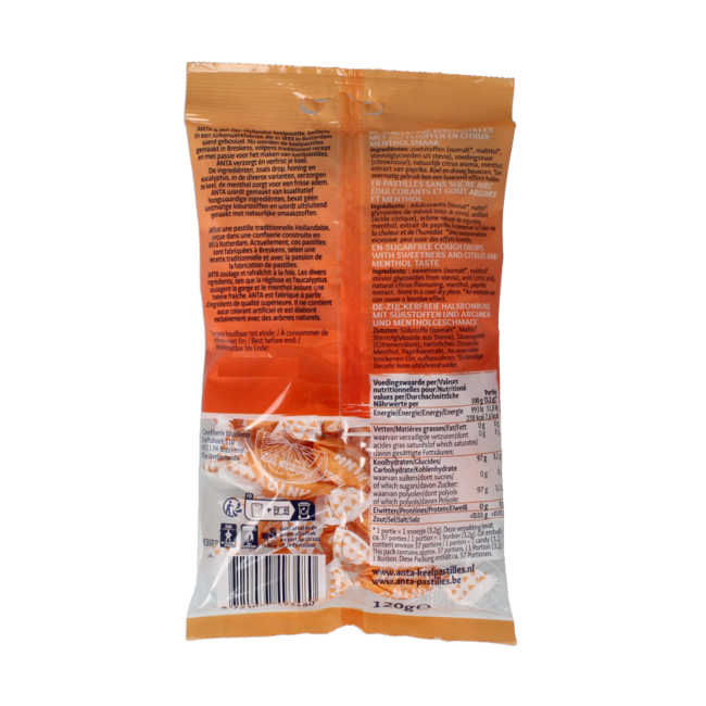 Citrusmix menthol suikervrij 120 Gram