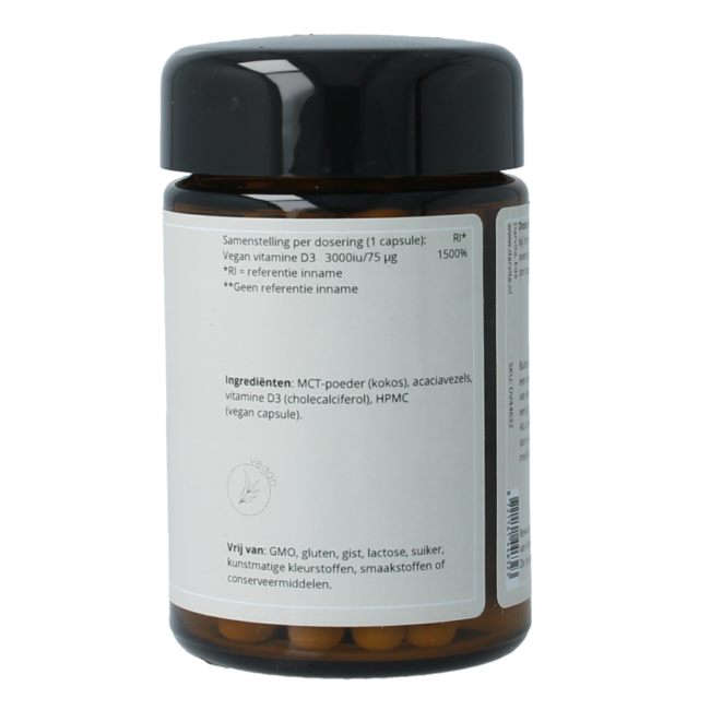 D3 3000 UI Poudre de TCM (noix de coco) 60 Gélules végétariennes