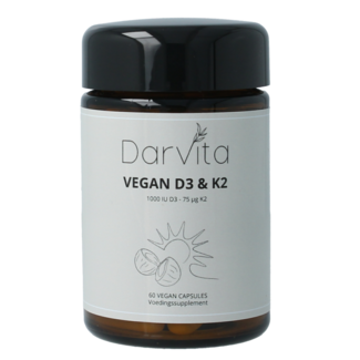 Darvita D3 y K2 1000 UI polvo MCT (coco) 60 Cápsulas vegetarianas