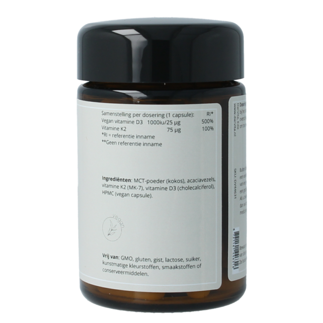 D3 & K2 1000 IU MCT-poeder (kokos) 60 Vegetarische capsules