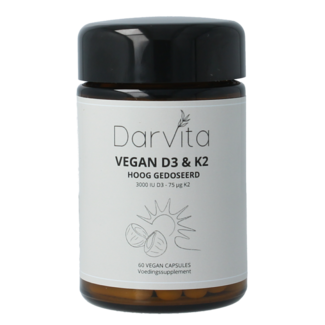 Darvita D3 & K2 3000 UI Poudre de TCM (coco) 60 Gélules végétariennes