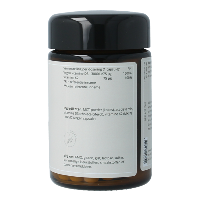 D3 & K2 3000 UI Poudre de TCM (coco) 60 Gélules végétariennes