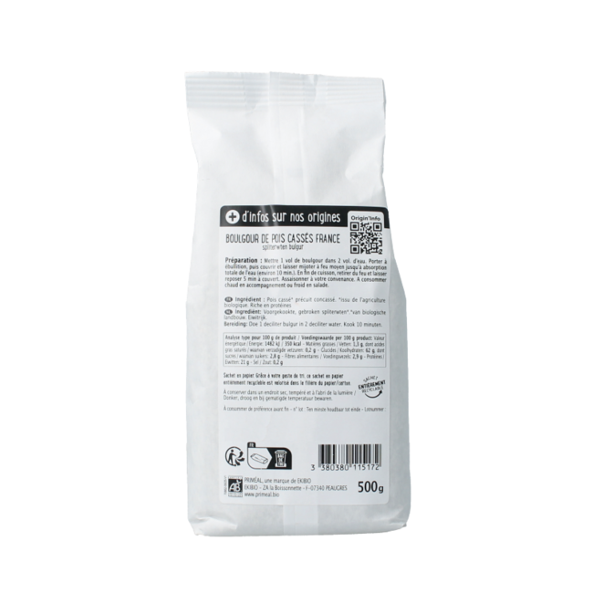 Organic split pea bulgur 500 Gram