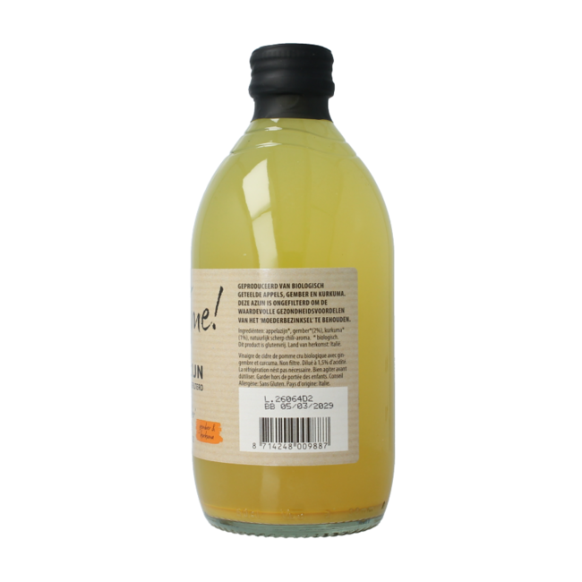 Appelazijn gember curcuma bio 500.00 Milliliter
