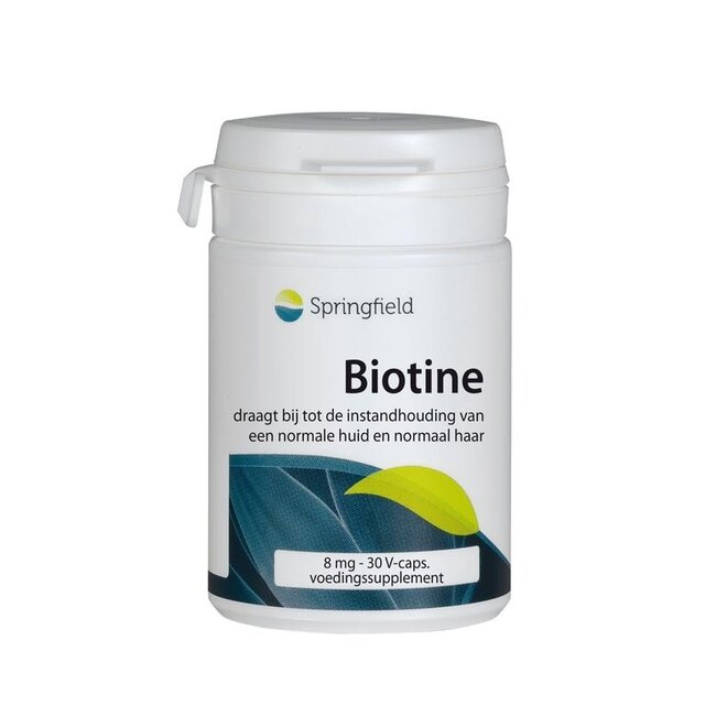Springfield Biotin (Vitamin B8) 8 mg 30 Vegetarian Capsules