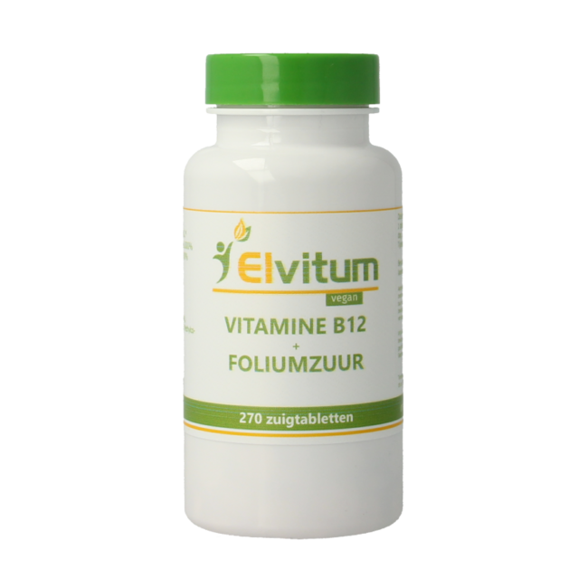 Elvitum Witamina B12 1000mcg + Kwas Foliowy 270 Tabletek do ssania