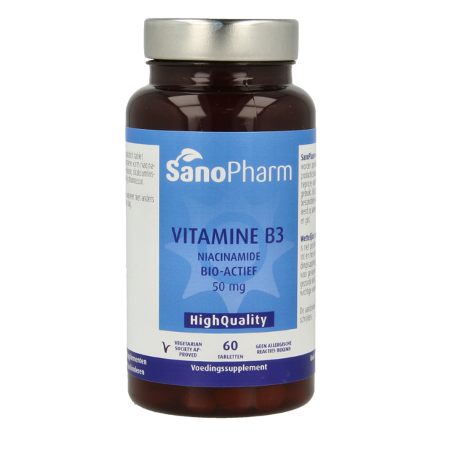 SanoPharm Vitamin B3 Niacinamid 50mg 60 Tabletten