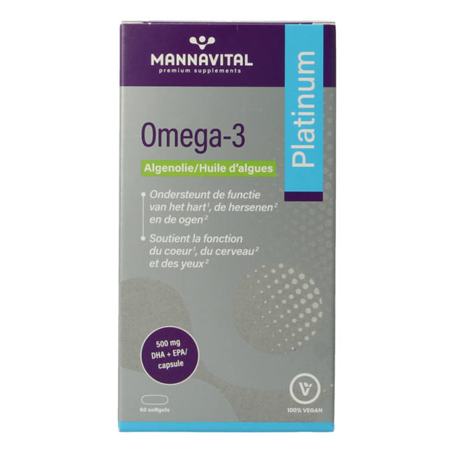 Mannavital Omega-3 Aceite de Algas Platino 60 Cápsulas Blandas