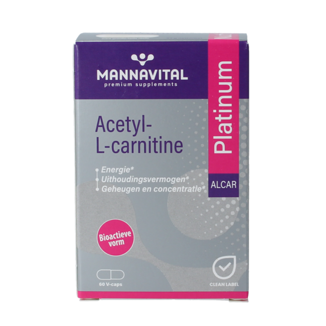 Mannavital Acetyl-L-Carnitine Platinum 60 Vegetarian Capsules