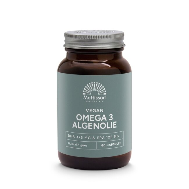 Mattisson Omega 3 vegano aceite de algas DHA 375 mg EPA 125 mg 60 cápsulas blandas