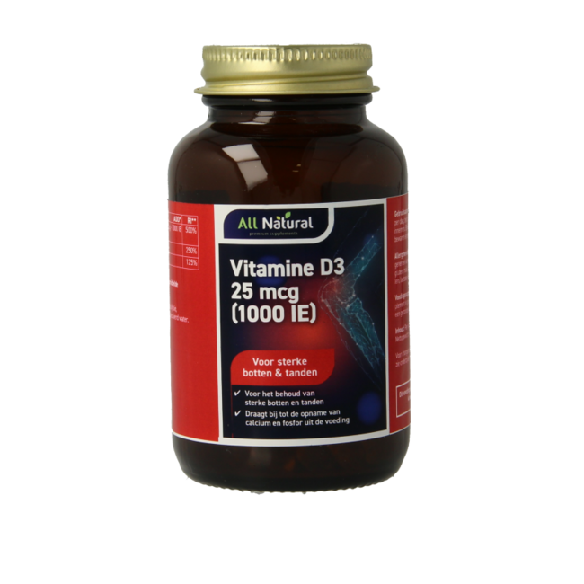 Witamina D3 W 100% Naturalna 25mcg 90 Kapsułek