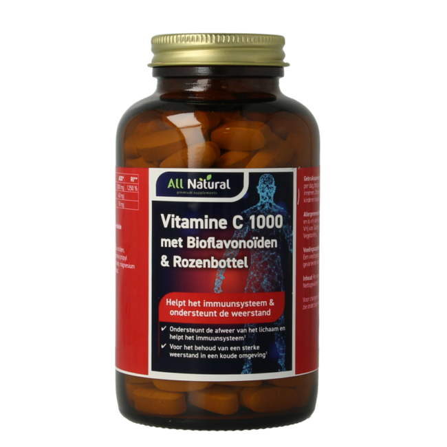 Vitamine C 1000 Naturelle avec bioflavonoïdes et cynorrhodon 200 comprimés