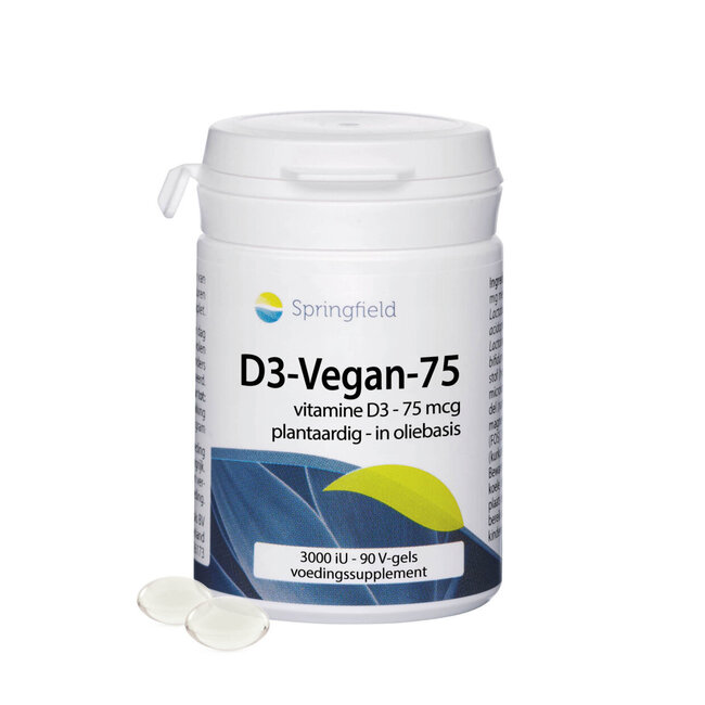 Springfield D3-Vegan-75 vitamina D3 75 mcg 90 cápsulas blandas