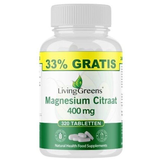 Livinggreens Citrate de Magnésium 400 mg format économique 320 comprimés