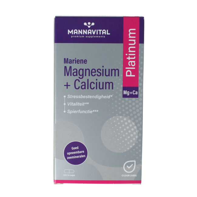 Mannavital Magnésium Marin + Calcium Platinum 120 Gélules Végétales