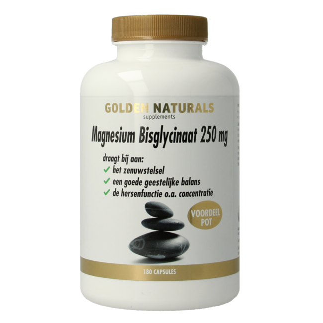 Golden Naturals Bisglicinato de magnesio 250 mg 180 cápsulas vegetales