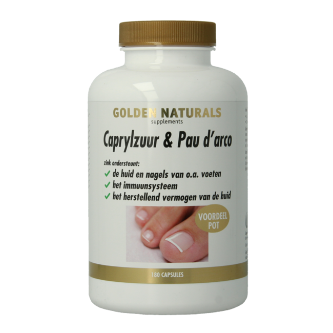 Golden Naturals Caprylic Acid & Pau d'Arco 180 Vegetarian Capsules