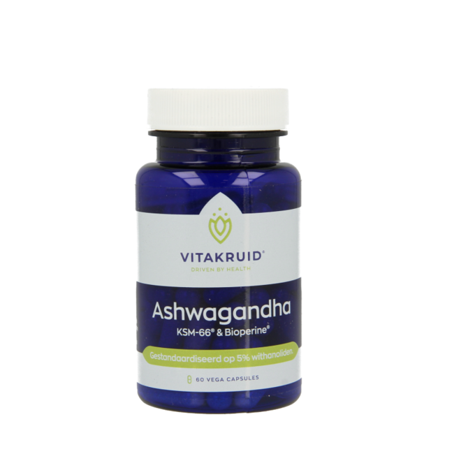 Ashwagandha 5% witanolidów KSM-66 & Bioperine 60 Kapsułek wegetariańskich