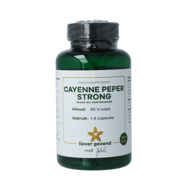 Liever Gezond Peperoncino di Cayenna Forte Sostegno Cardiaco 90 Capsule Vegetariane