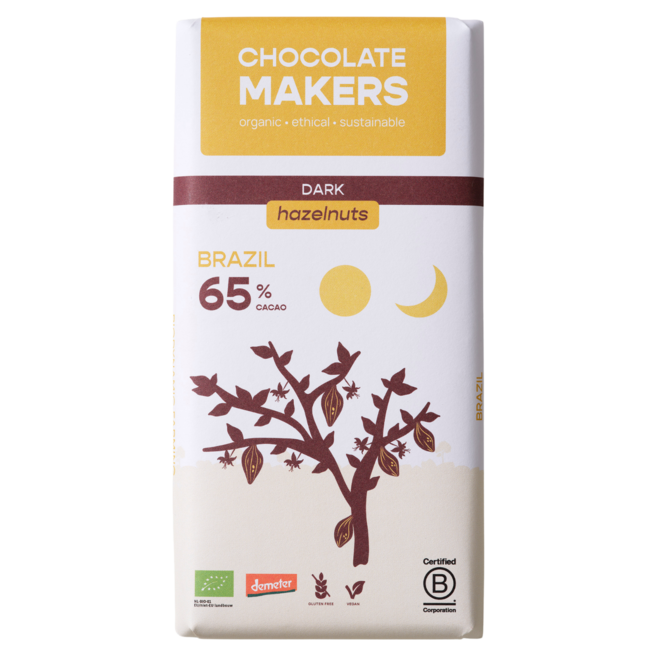 Chocolatemakers Brasil avellana 65% puro demeter bio 80 gramos